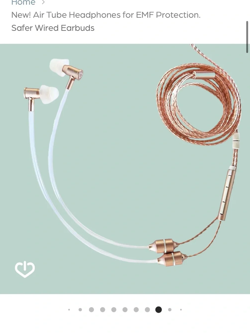 Tech Wellness Gold Air Tube Earbuds - Safer Wired Headphones